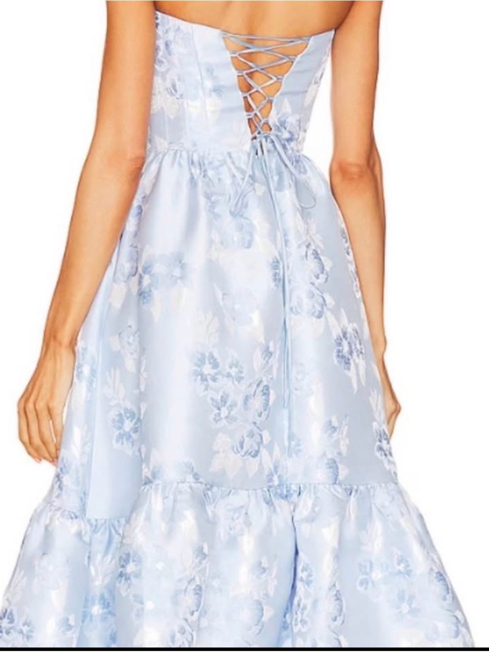 V. Chapman Powder Blue Floral Strapless Party Dress - Picture 3 of 5